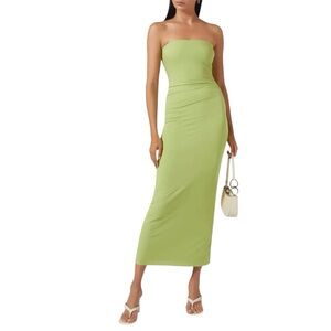 Revolve Bec  Bridge Green Strapless Maya Stretch Crepe Midi Dress Size 8
